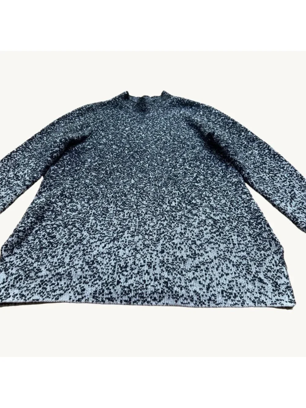 J. Jill Pure Jill Size M Gray Black Gradient Ombre Knit Mock Neck Tunic Sweater - Picture 2 of 16